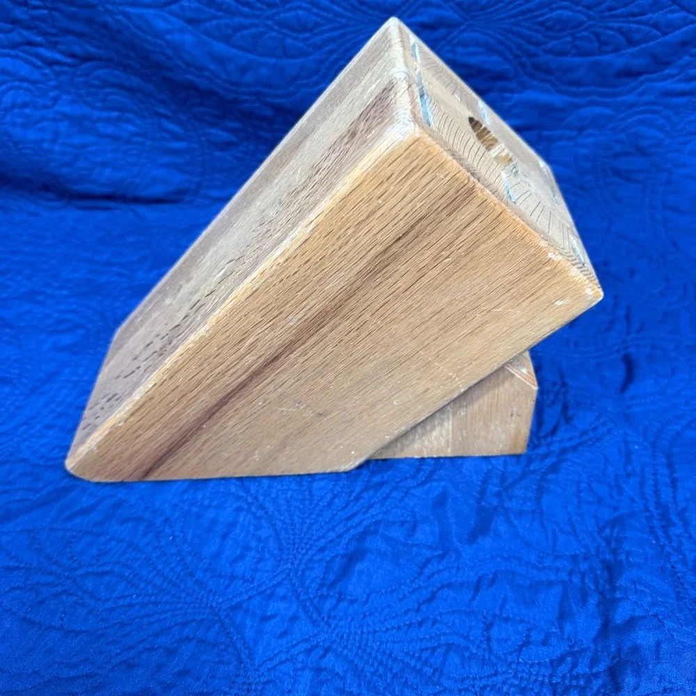 Cutco Oak Wood Knife Block 12 Slot Kitchen Storage Made in USA Natural Finish